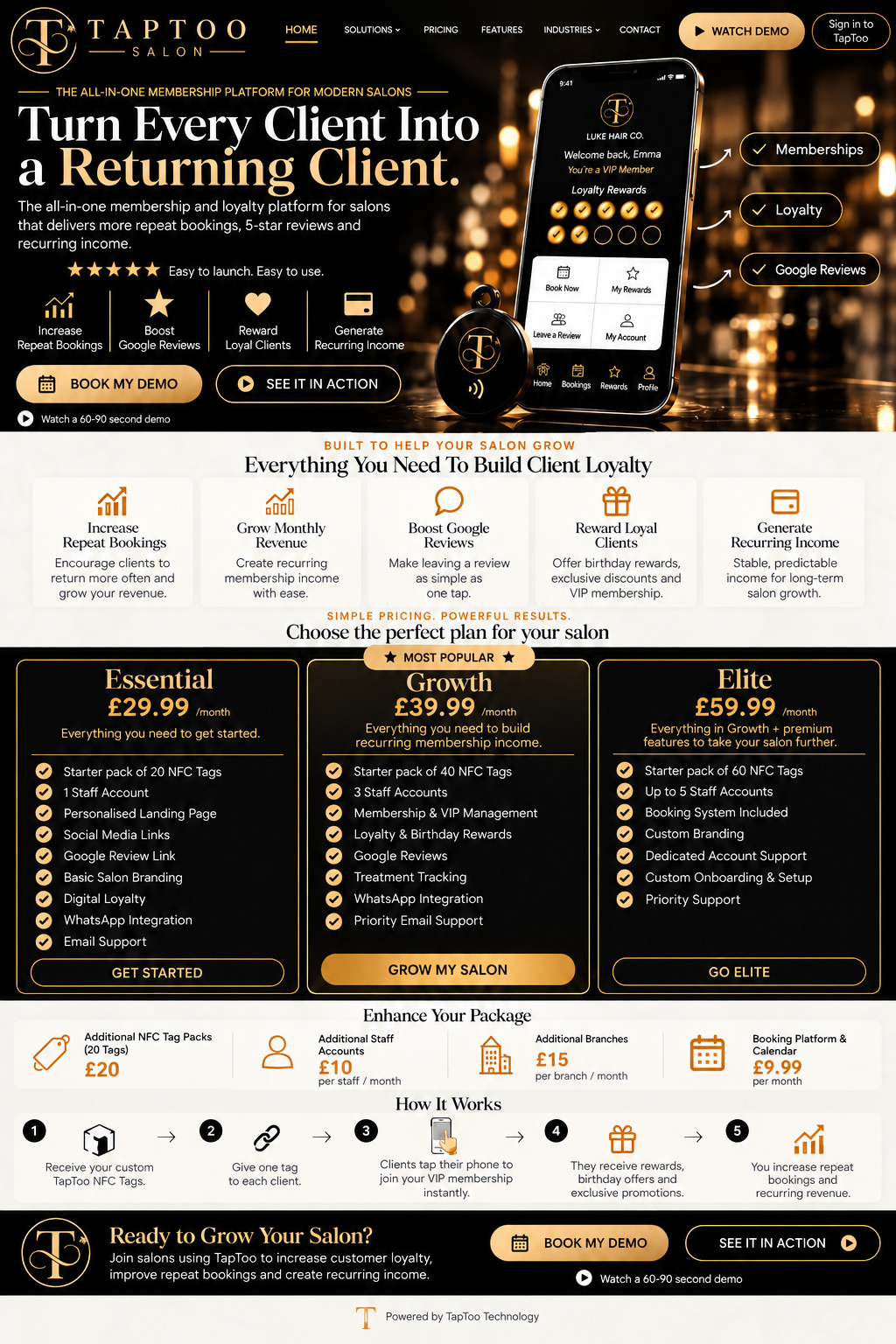 TapToo Salon membership platform, features, pricing and setup process